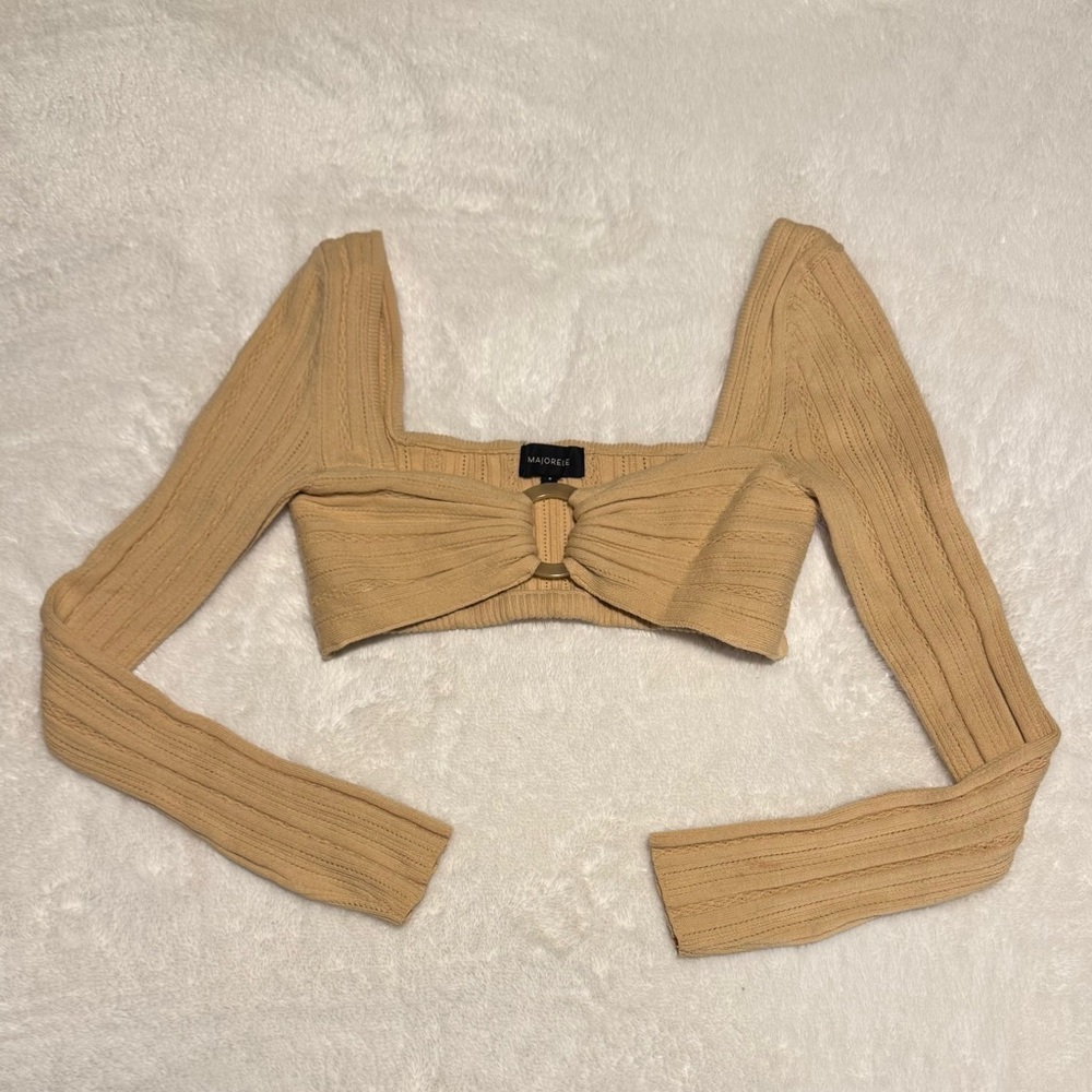 MAJORELLE Revolve Sahara Knit Ribbed Crop Top In Ginger Root Medium - Picture 2 of 8